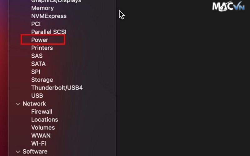 chon muc power tren chuc nang system report Pin Macbook chai bao nhiêu thì nên thay pin! Chọn mục Power trên chức năng System Report