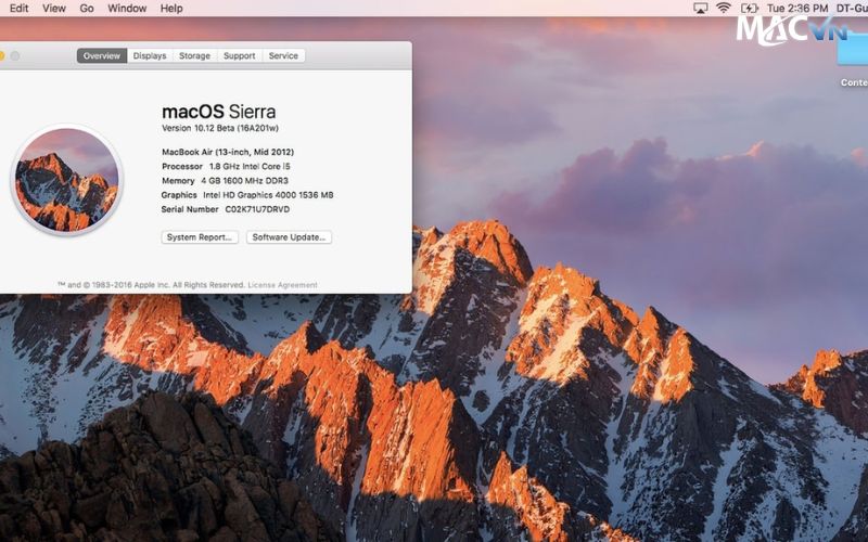 Lỗi hệ điều hành khi nâng cấp macOS Sierra