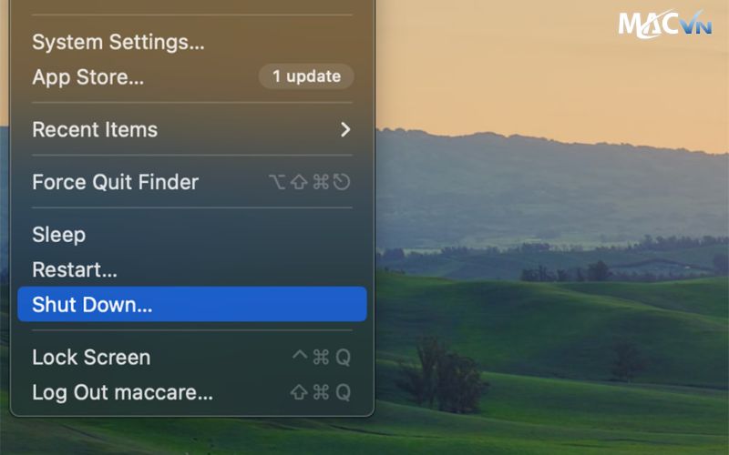 tat macbook bang menu mac dinh 1 Các Cách Tắt MacBook Khi Bị Treo & Đứng Máy Đúng Chuẩn Tắt MacBook Bằng Menu Mặc Định
