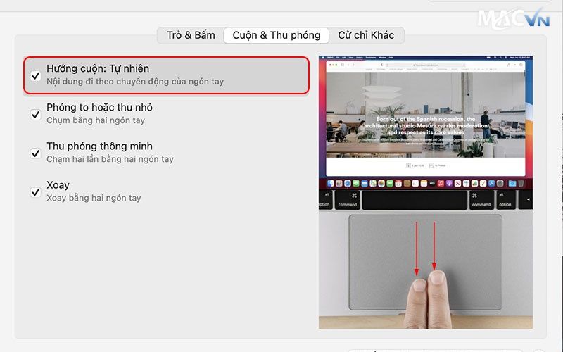 thao tac cuon man hinh Trackpad Là Gì? Các Thao Tác TrackPad MacBook Mà Bạn Nên Biết Cuộn màn hình bằng Trackpad Trên Macbook
