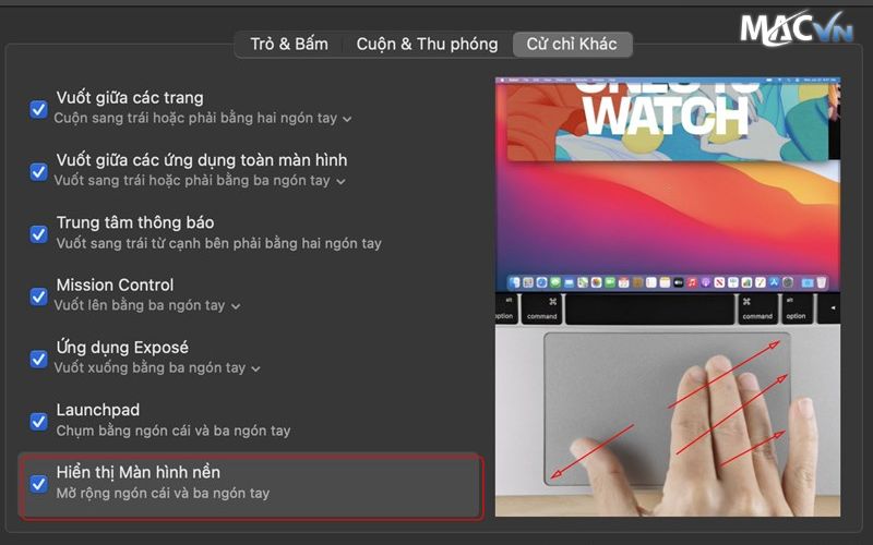 thao tac hien thi man hinh nen Trackpad Là Gì? Các Thao Tác TrackPad MacBook Mà Bạn Nên Biết Hiển thị Màn hình nền bằng Trackpad Trên Macbook