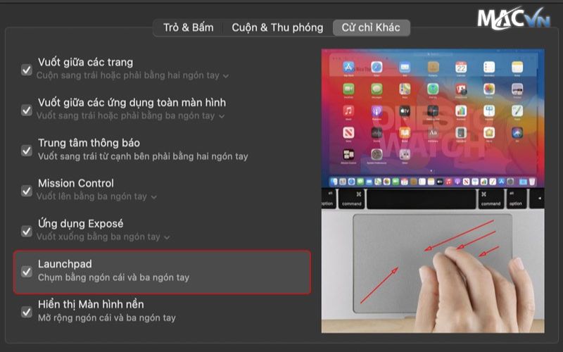 thao tac mo launchpad Trackpad Là Gì? Các Thao Tác TrackPad MacBook Mà Bạn Nên Biết Mở Launchpad bằng Trackpad Trên Macbook