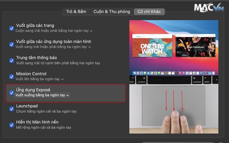 thao tac mo ung dung Trackpad Là Gì? Các Thao Tác TrackPad MacBook Mà Bạn Nên Biết Mở ứng dụng Expose bằng Trackpad Trên Macbook