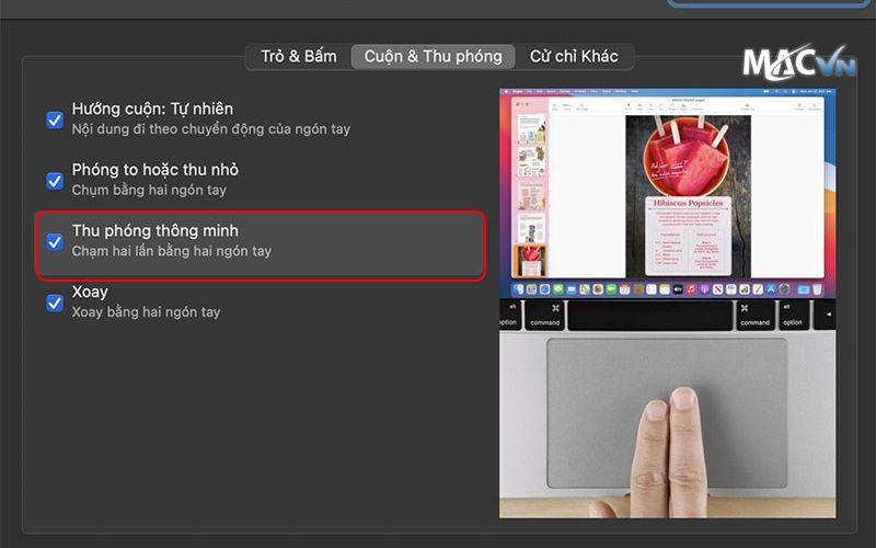 thao tac thu phong thong minh Trackpad Là Gì? Các Thao Tác TrackPad MacBook Mà Bạn Nên Biết Thu phóng thông minh bằng Trackpad Trên Macbook