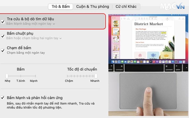 thao tac tra cuu va bo do tim du lieu Trackpad Là Gì? Các Thao Tác TrackPad MacBook Mà Bạn Nên Biết Tra cứu và bộ dò tìm dữ liệu bằng Trackpad trên Macbook