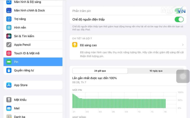 cach bat che do tiet kiem pin Các Cách Sử Dụng iPad Pro M4 Đơn Giản Mà Bạn Nên Biết Các bước để bật chế độ tiết kiệm pin