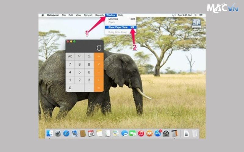 Cách kích hoạt Paper Tape trong Calculator trên  Macbook Air