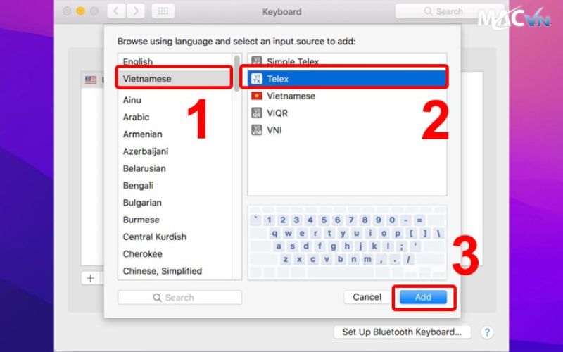 Các bước sử dụng Macbook Air để thiết lập gõ Tiếng Việt 