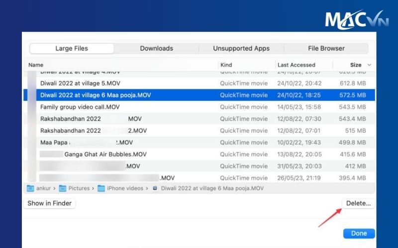 Xóa file không cần thiết