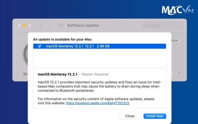 Cập nhật macOS để giải phóng dung lượng Macbook