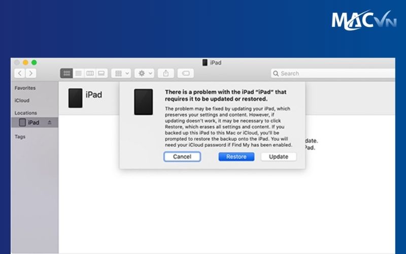 Đưa iPad về chế độ Recovery để khôi phục hệ thống