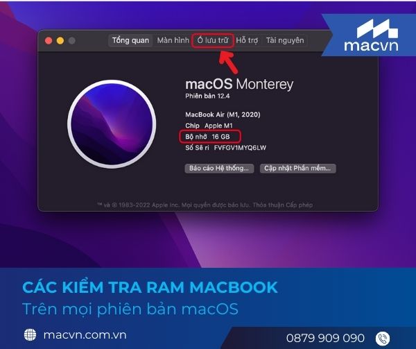 Cách kiểm tra Ram Macbook