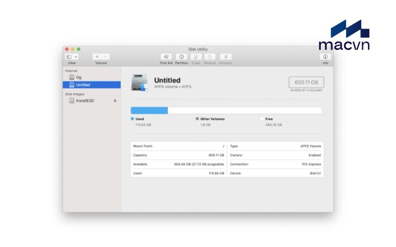 Ổ cứng gần đầy gây ra tình trạng Macbook bị chậm