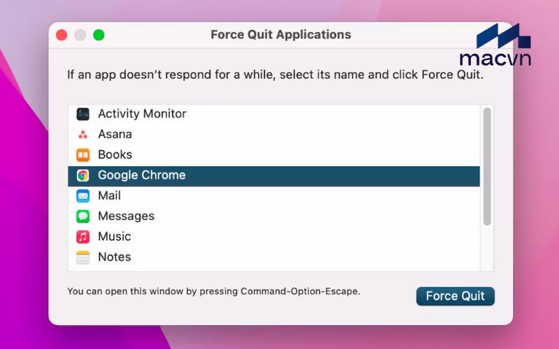 Sử dụng Force Quit