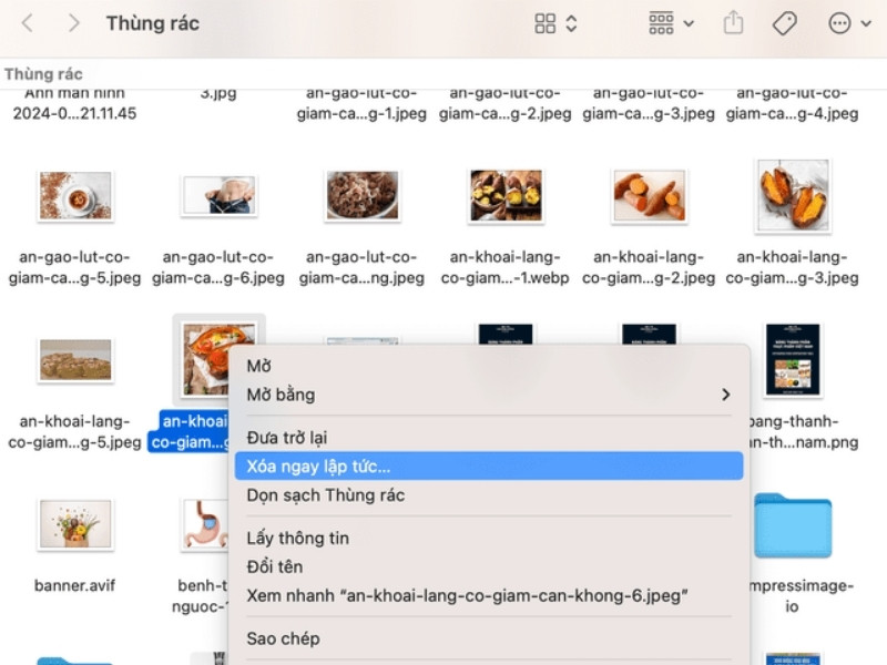 Chọn xoá ngay lập tức để xóa vĩnh viễn hình ảnh Chọn xoá ngay lập tức để xóa vĩnh viễn hình ảnh