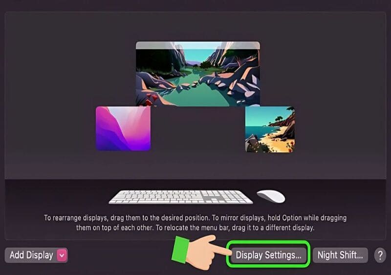 Chọn đúng màn hình MacBook cần điều chỉnh