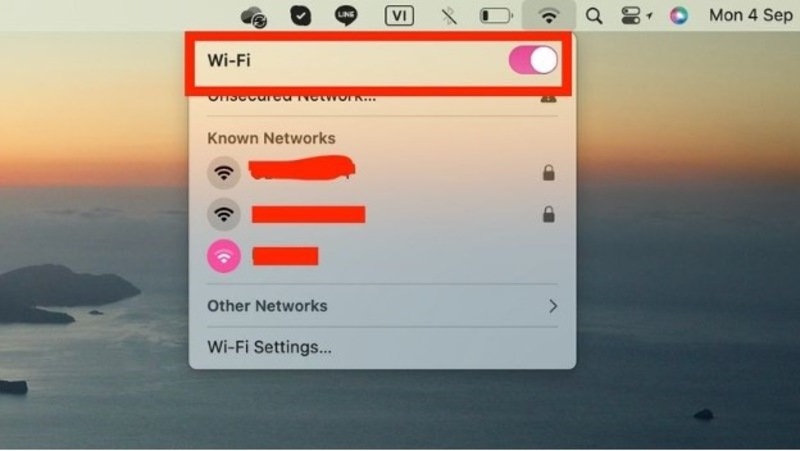 Bật lại wifi để kết nối lại
