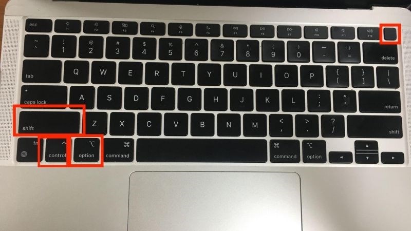 Bấm Shift + Control + Option và Nút nguồn