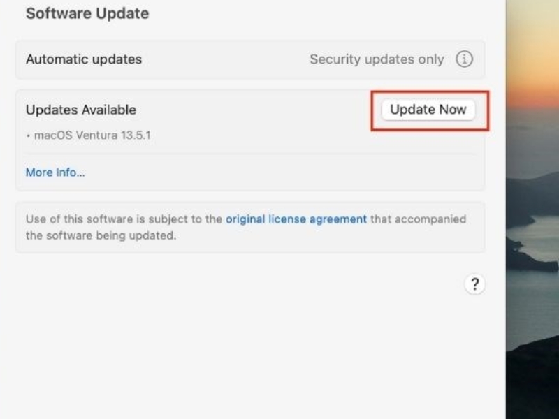 Chọn Update Now để tiến hành cập nhật