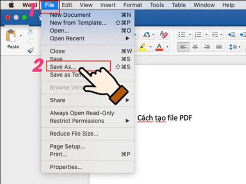 Chọn mục File và tiếp tục nhấn vào tùy chọn Save As
