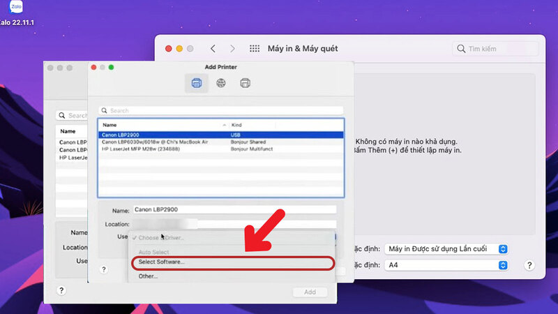 Tại mục Use, bạn nhấn chọn Select Software